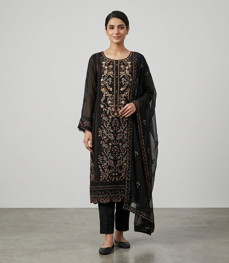 Embroidered 3 Piece Suit