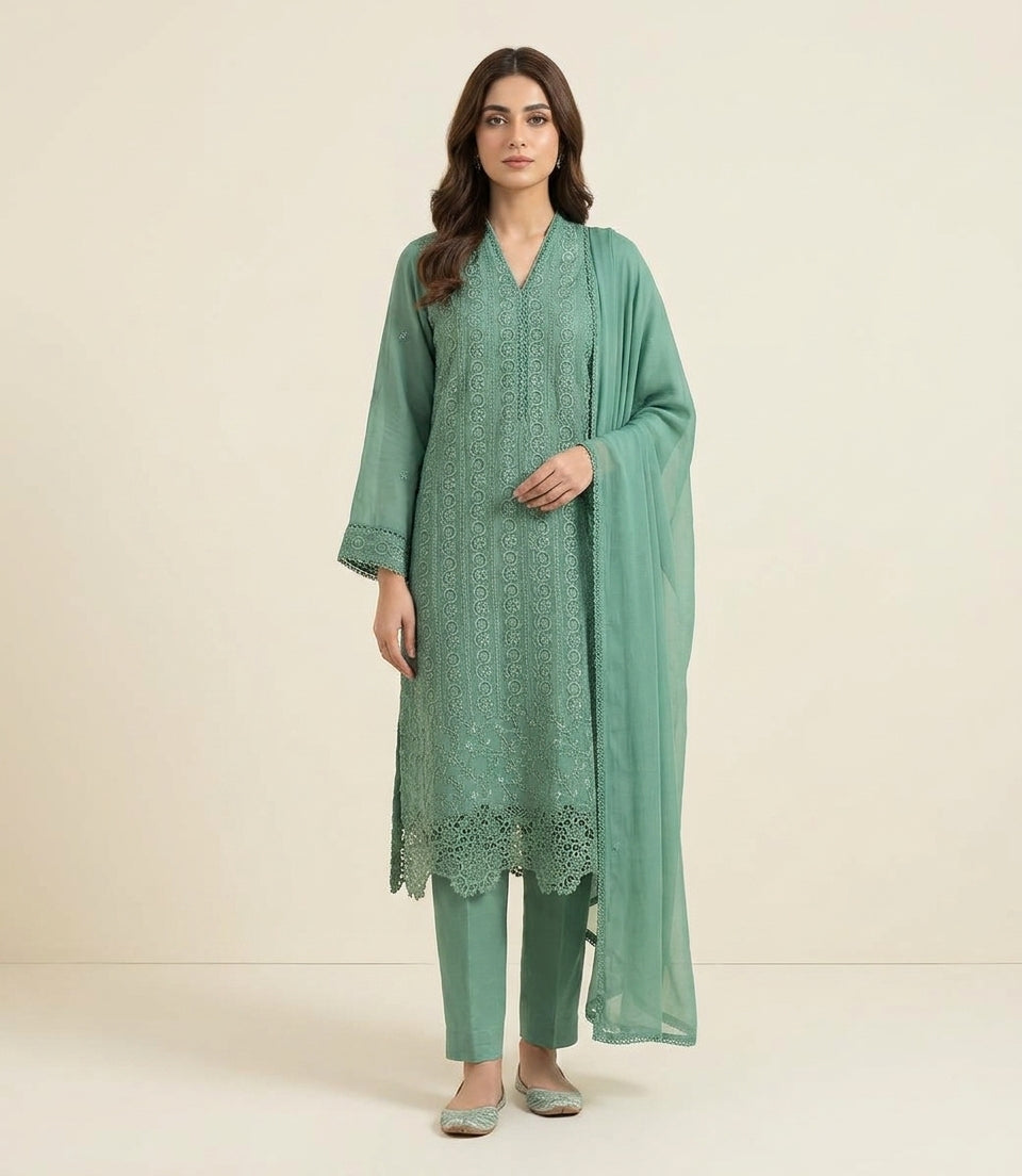 Embroidered 3 Piece Suit