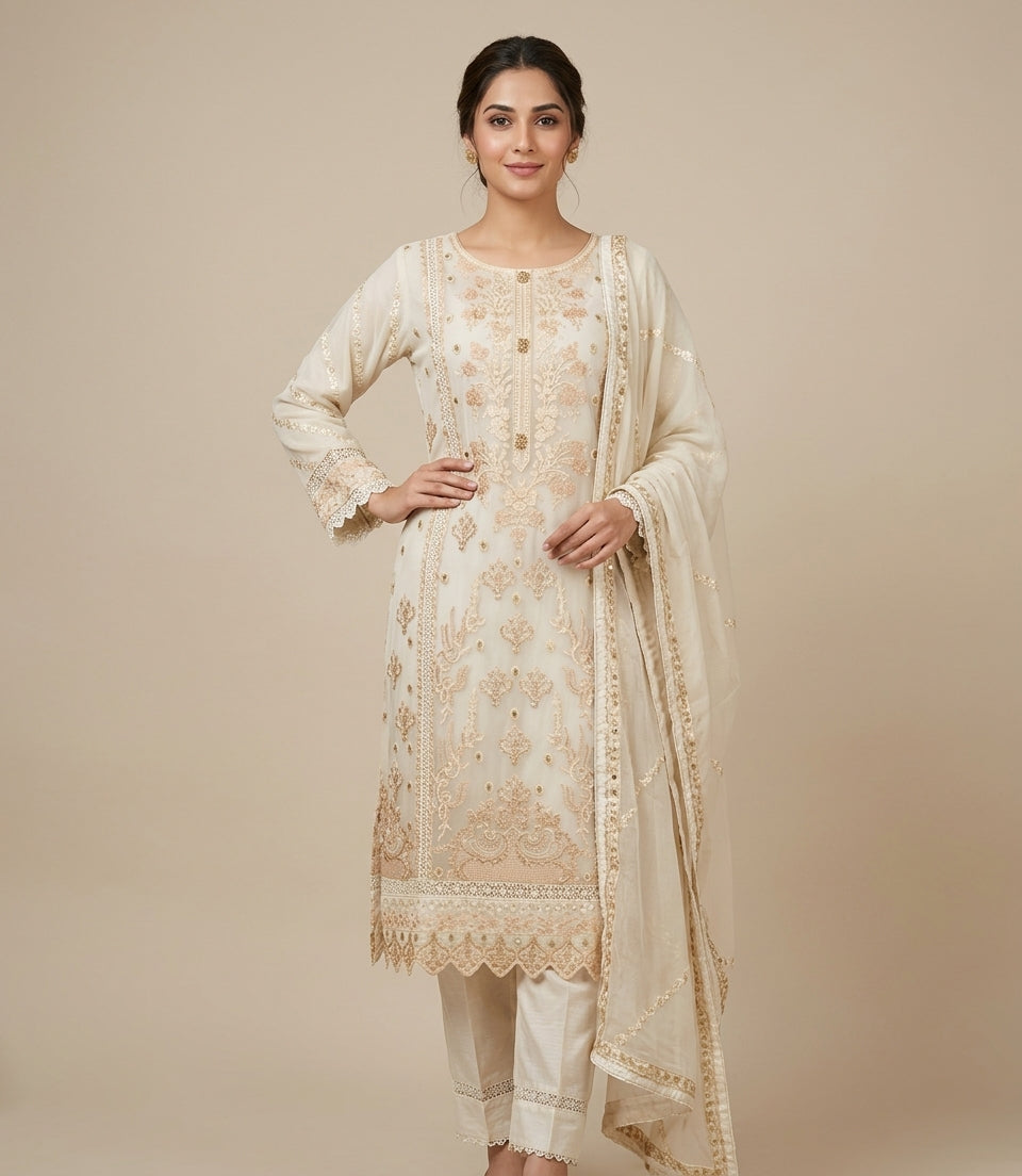 Embroidered 3 Piece Suit