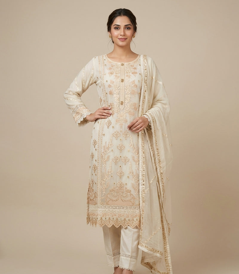 Embroidered 3 Piece Suit