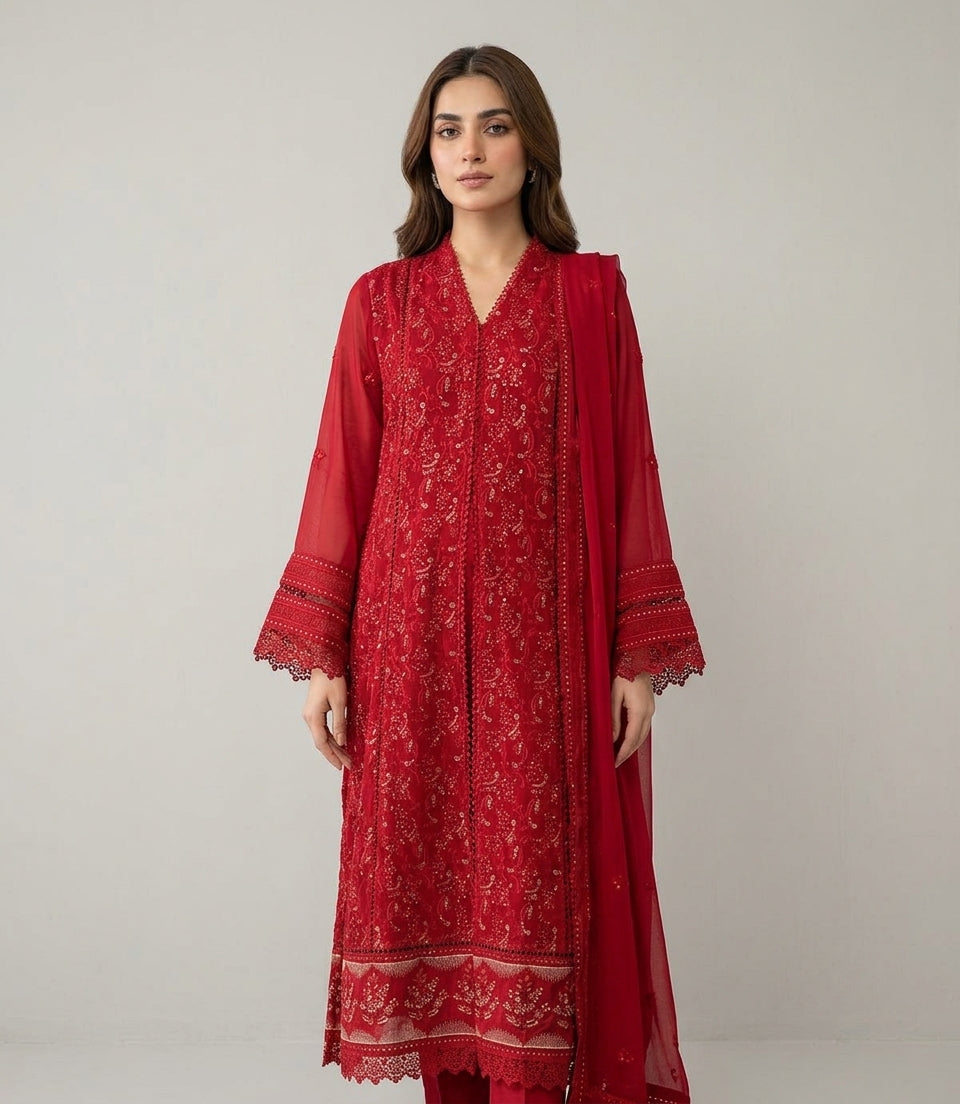 Embroidered 3 Piece Suit