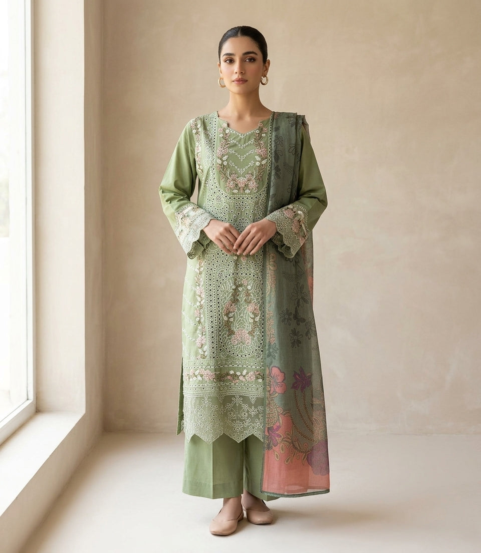 Embroidered 3 Piece Suit