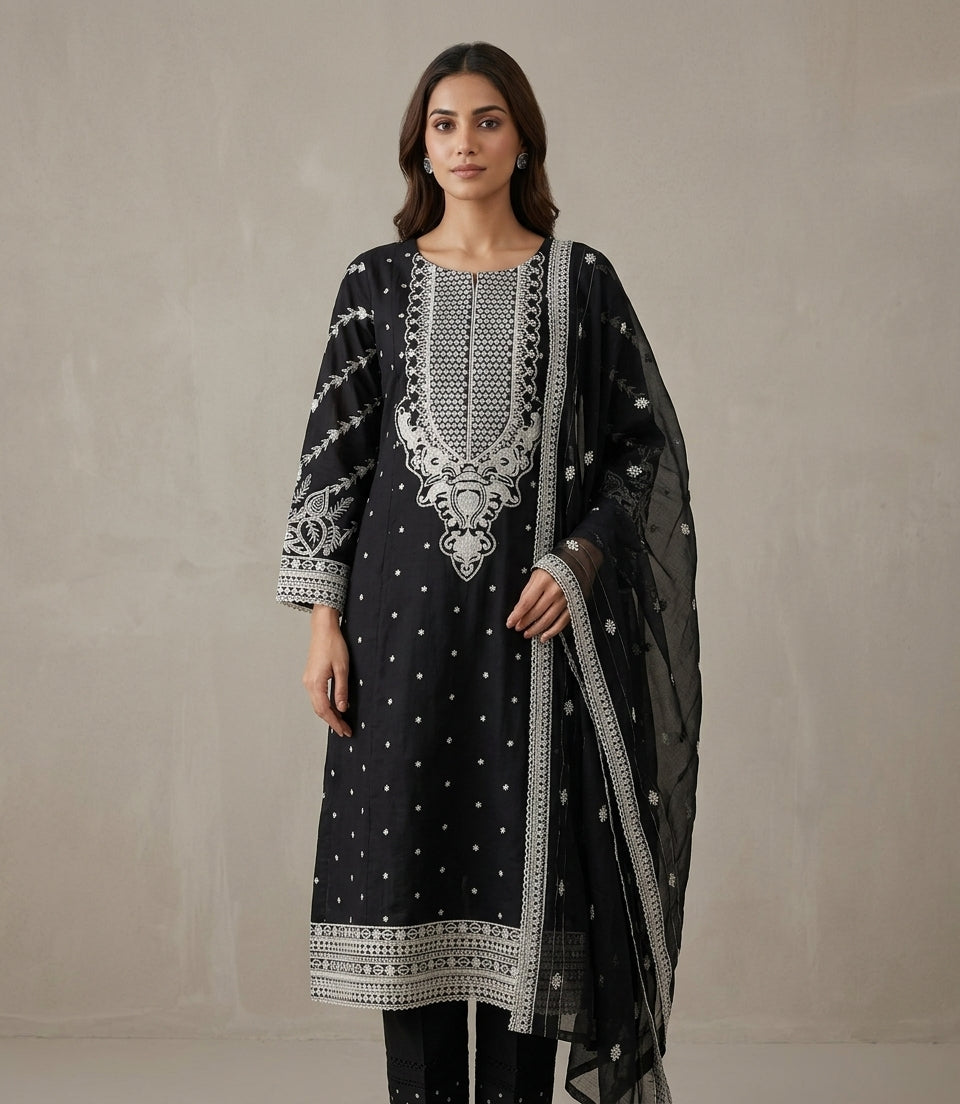 Embroidered 3 Piece Suit