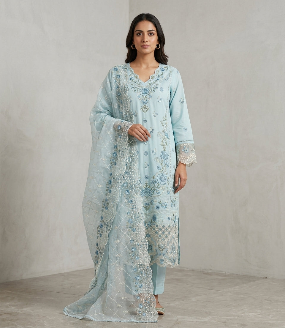 Embroidered 3 Piece Suit