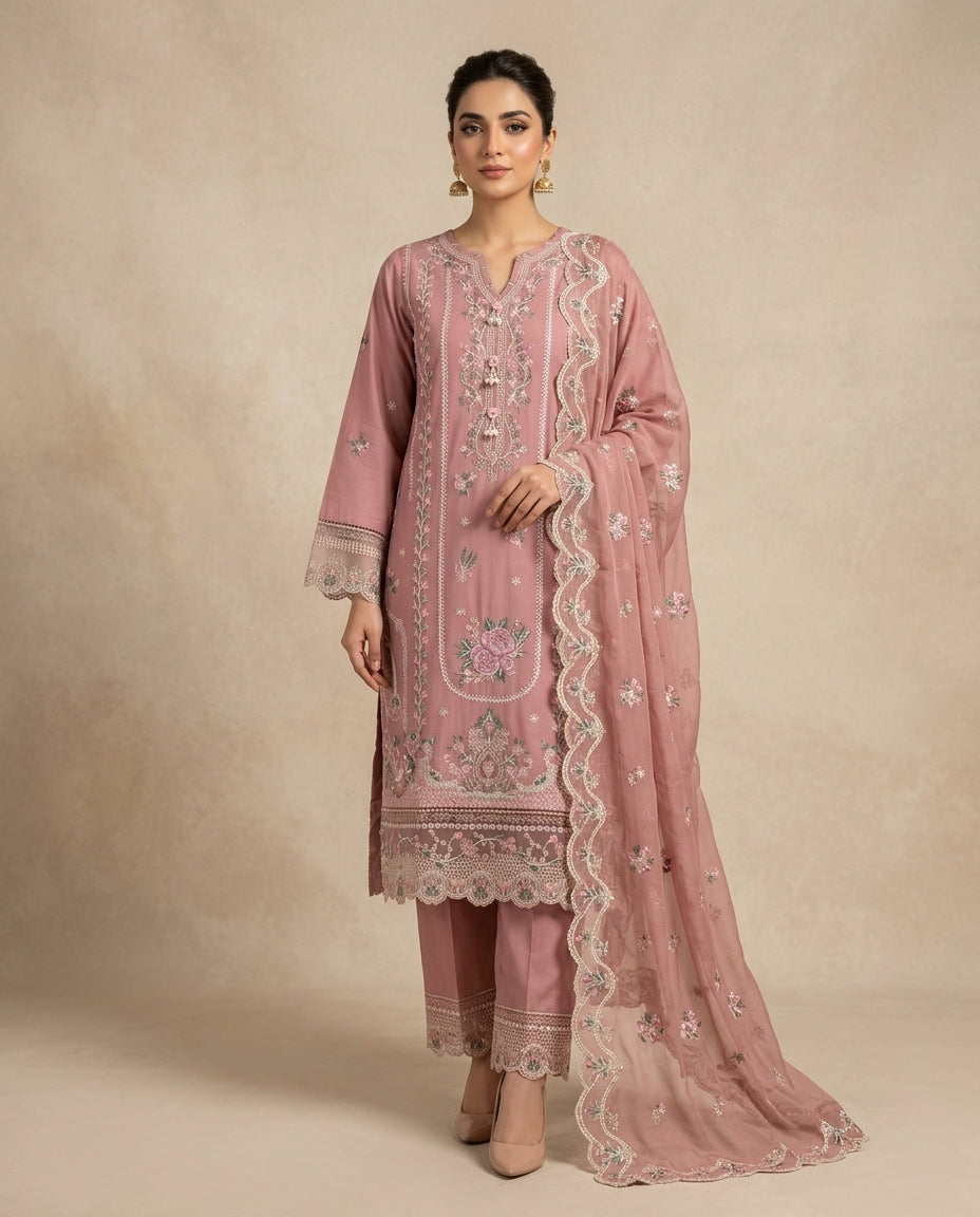 Embroidered 3 Piece Suit