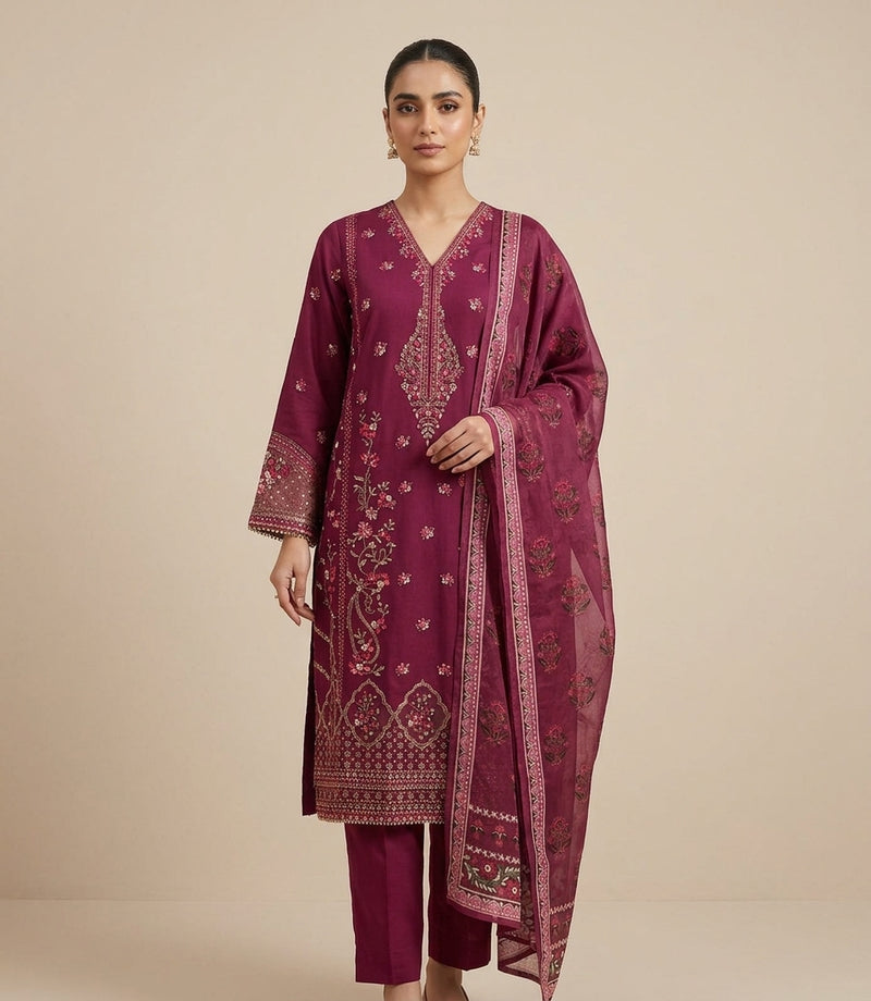 Embroidered 3 Piece Suit