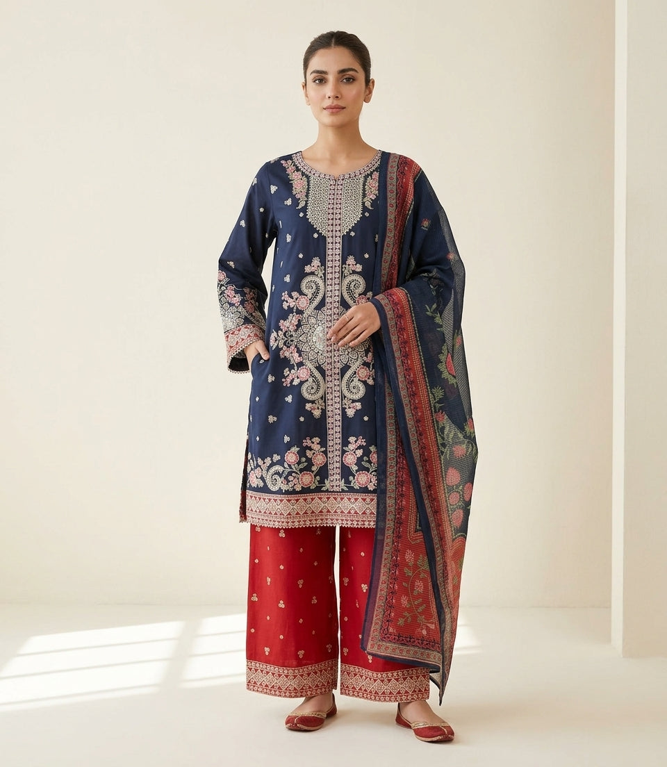 Embroidered 3 Piece Suit