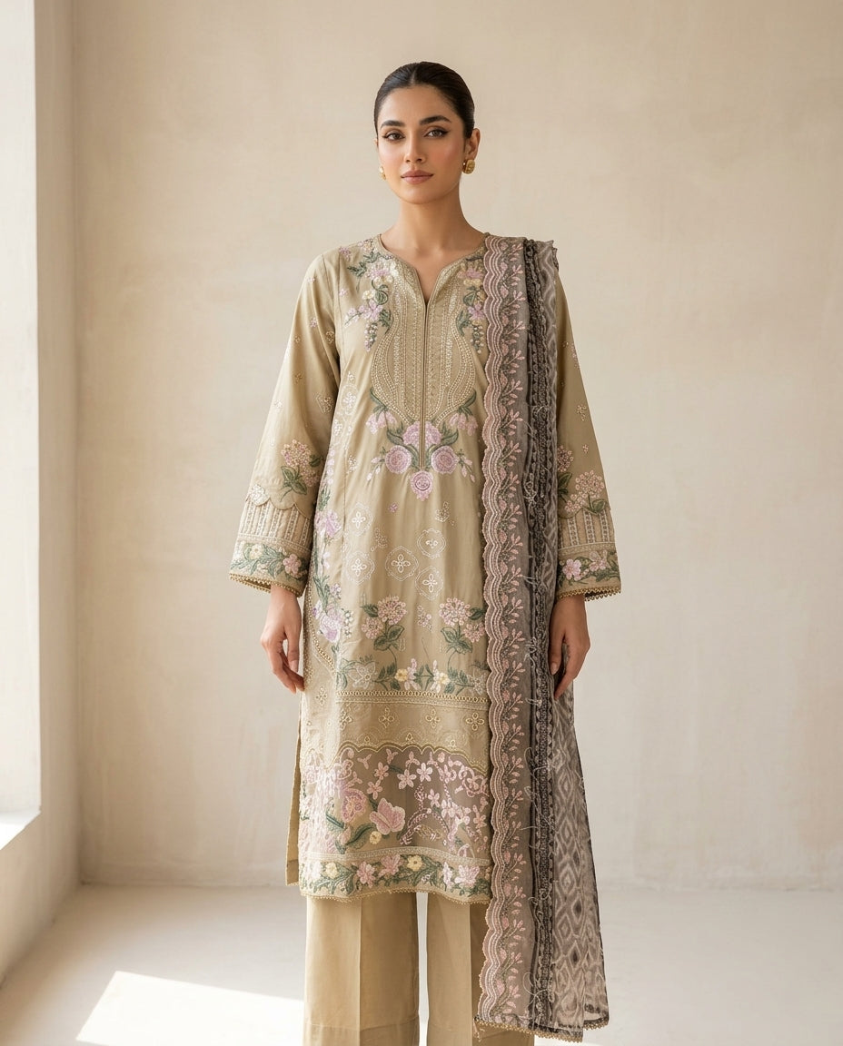 Embroidered 3 Piece Suit