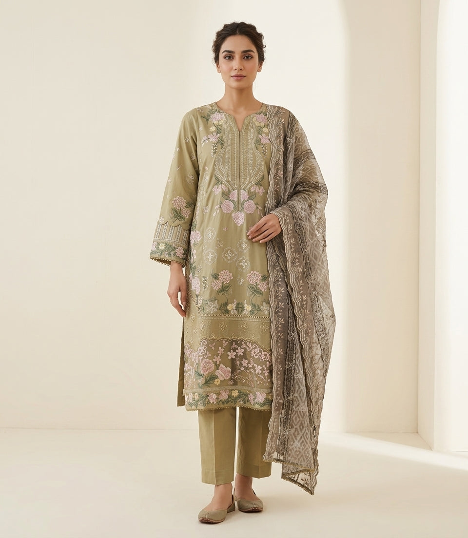 Embroidered 3 Piece Suit