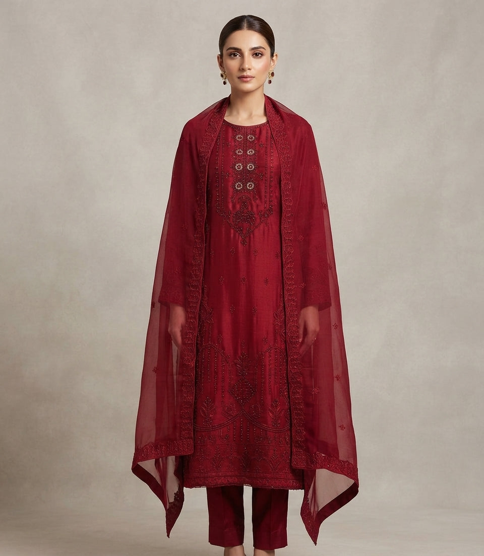 Embroidered Suit 3Pc 1291m