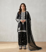 Embroidered Silk Suit 3Pc 1297c