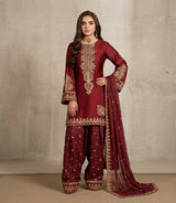 Embroidered Silk Suit 3Pc 1297m