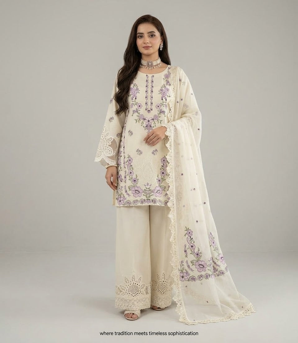 Embroidered Suit 3Pc 1297w