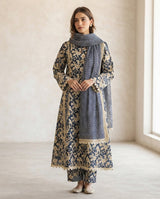 Printed Khaddar Suit 3Pc 1298